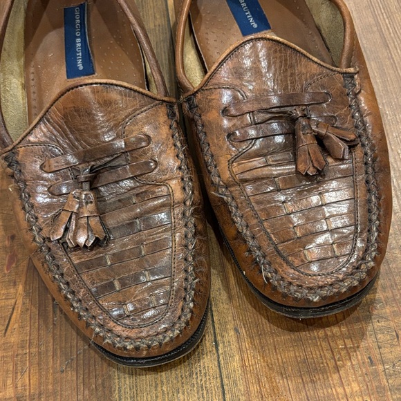 Giorgio Brutini Tan Leather Tassel Loafers - Picture 1 of 7